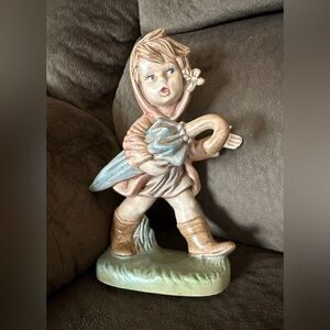 Charming Ceramic Figurine with Umbrella